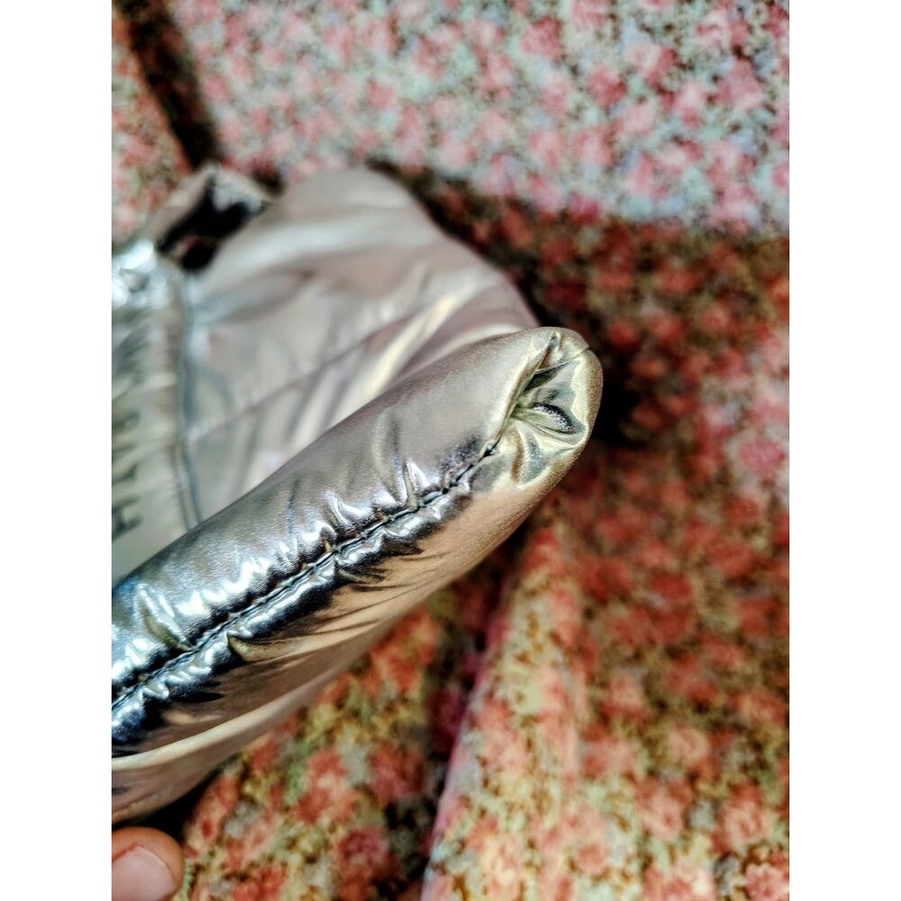Bath And Body Works Puffy Tote Silver Metallic Bag New Logo NWOT - Picture 10 of 10